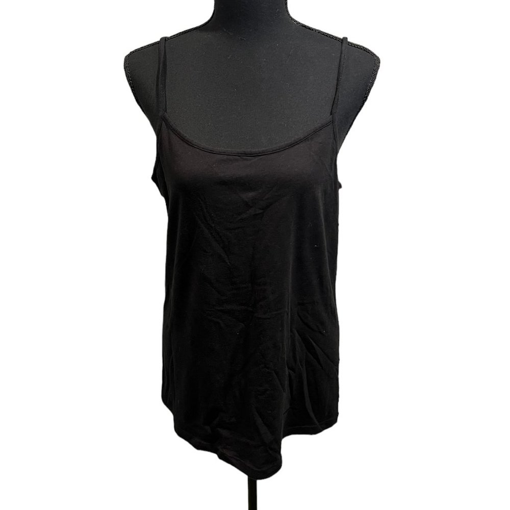 Time and Tru Womens Cami Top Pullover Sleeveless Solid Black XL